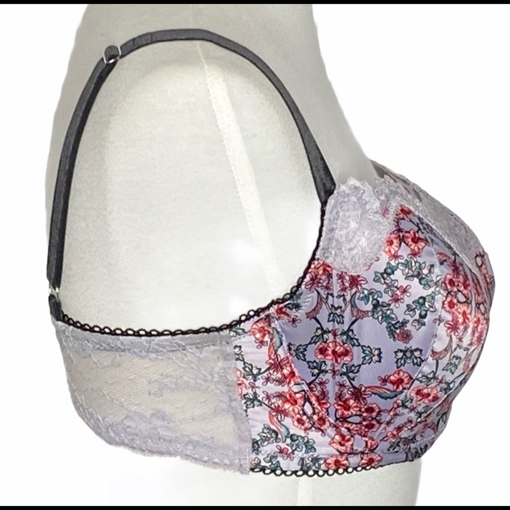 Victorias Secret Angels Lined Demi Bra Purple Floral Panty lavender 34DD S NWT - Picture 5 of 6